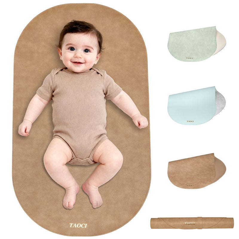 TAOCI Changing Pad Portable, Diaper Changing Pad, Baby Changing Mat, Waterproof & Wipeable Vegan Leather Change Pad for Home & Travel, Brown - Image 1